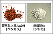 天然ミネラル成分「ベンガラ」　無機粉体「シリカ」