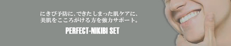 にきび予防に、できてしまった肌ケアに、美肌をこころがける方を強力サポート。　PERFECT-NIKIBI SET メンズコスメ 男性化粧品通販｜ザスインターナショナル