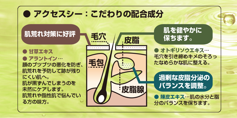 メンズ化粧水：アクセスシー｜メンズコスメ・男性化粧品の専門通販サイト｜ザスインターナショナル（ZAS）